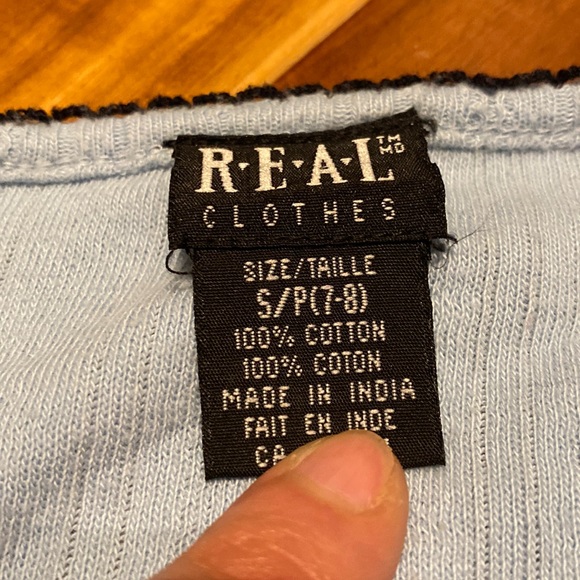 Girl’s Size 6-8 Cotton Baby Blue Cropped Cardigan & H&M Navy Henley Bundle - Picture 4 of 6